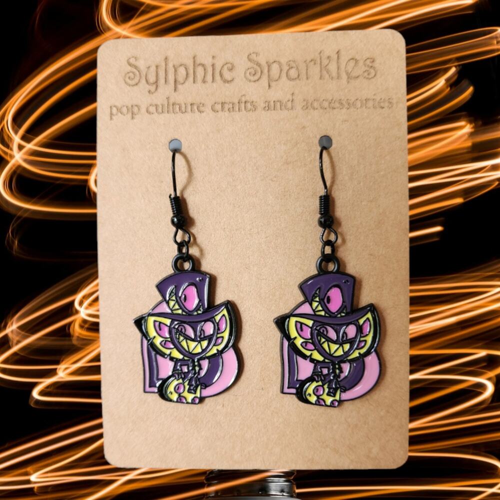 Sir Pentious Hazbin Hotel Enamel Charm Earrings
